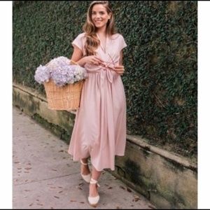 Gal meets Glam Margie Tie Waist Satin Midi Dress